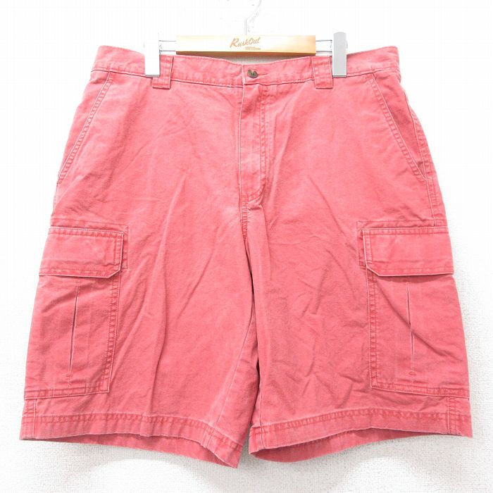 W35★古着 エルエルビーン LLBEAN ショート カーゴ パンツ ショーツ メンズ 00年代 00s コットン 赤系 レッド 25aug28 中古 ボトムス 短パン ショーパン
