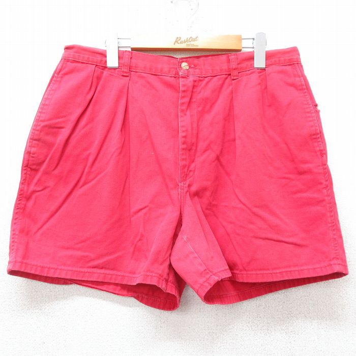 W34★古着 ラルフローレン Ralph Lauren ブランド ショート パンツ ショーツ メンズ 90年代 90s コットン USA製 タロン 赤 レッド 25aug28 中古 ボトムス 短パン ショーパン ハーフ
