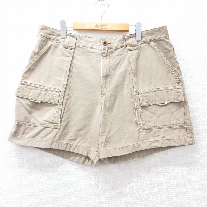 W38★古着 エルエルビーン LLBEAN ショート ブッシュ パンツ ショーツ メンズ 00年代 00s ダック地 コットン ベージュ カーキ 25sep02 中古 ボトムス 短パン ショーパン