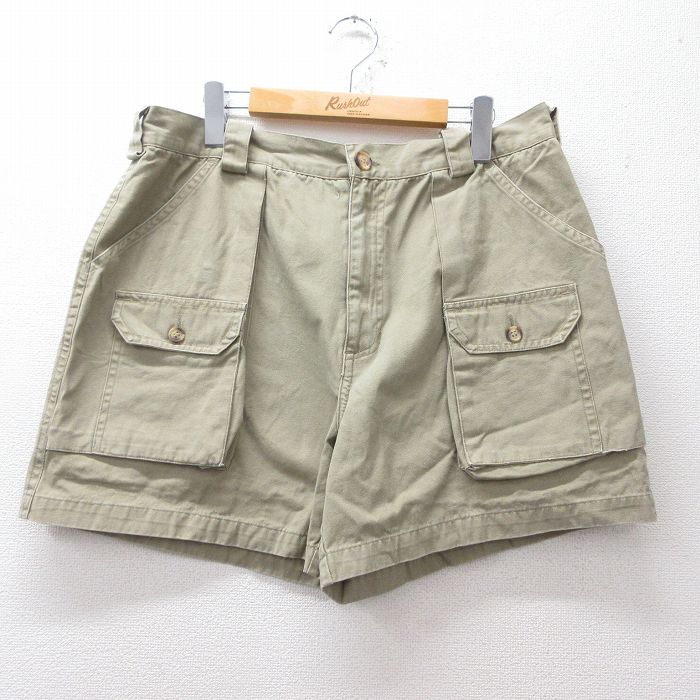 【20%OFF】W36★古着 ショート ブッシュ パンツ ショーツ メンズ ダック地 コットン ベージュ カーキ 25sep02 中古 ボトムス 短パン ショーパン