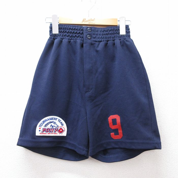 W27★古着 ショート スウェット パンツ ショーツ メンズ 90年代 90s 馬 PONY 9 USA製 紺 ネイビー 25sep02 中古 ボトムス 短パン ショーパン