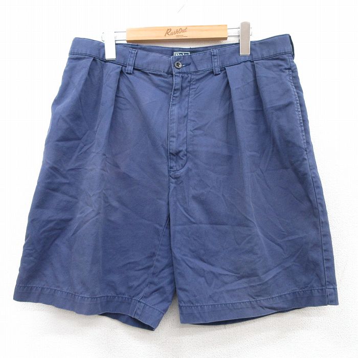 【20%OFF】W35★古着 ラルフローレン Ralph Lauren ブランド ショート パンツ ショーツ メンズ 90年代 90s ワンポイントロゴ コットン 紺 ネイビー 25sep02 中古 ボトムス 短パン ショーパン ハーフ