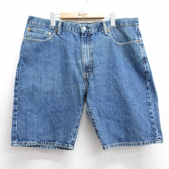 W40★古着 リーバイス Levis 505 ショート パンツ ショーツ メンズ 大きいサイズ コットン 紺 ネイビー デニム 25sep03 中古 ボトムス 短パン ショーパン ハーフ