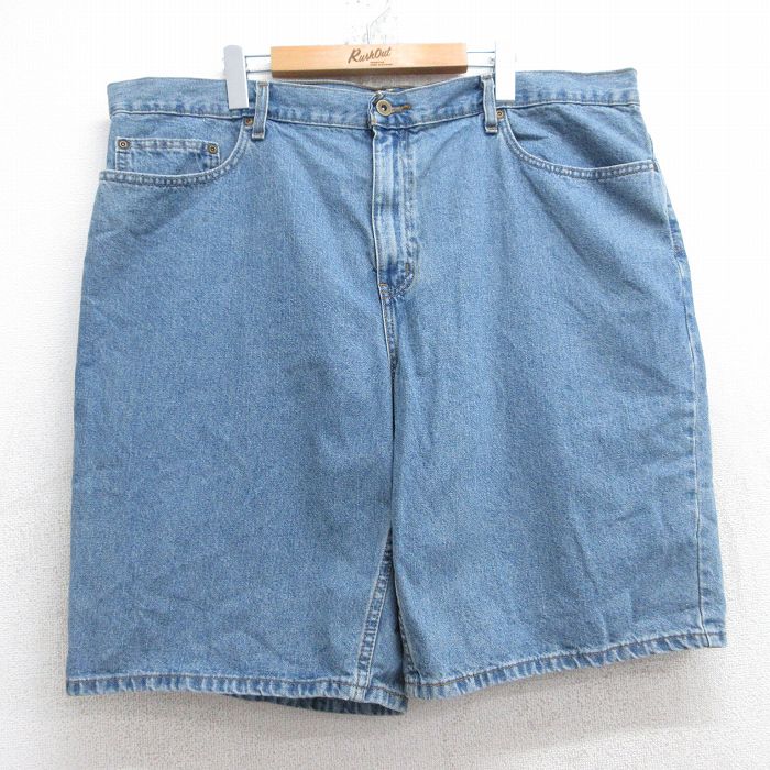 W42★古着 FADED GLORY ショート パンツ ショーツ メンズ 大きいサイズ コットン 紺 ネイビー デニム 25sep03 中古 ボトムス 短パン ショーパン ハーフ