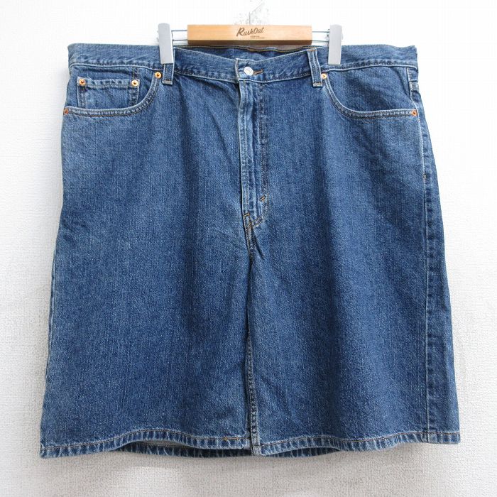 W44★古着 リーバイス Levis 550 ショート パンツ ショーツ メンズ 大きいサイズ コットン 紺 ネイビー デニム 25sep03 中古 ボトムス 短パン ショーパン ハーフ