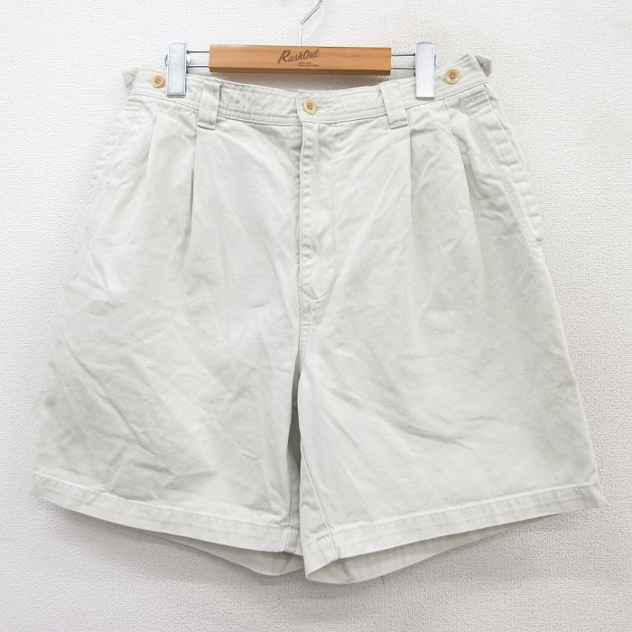 【20%OFF】W30★古着 ショート パンツ ショーツ メンズ コットン 白系 ホワイト 25sep03 中古 ボトムス 短パン ショーパン ハーフ