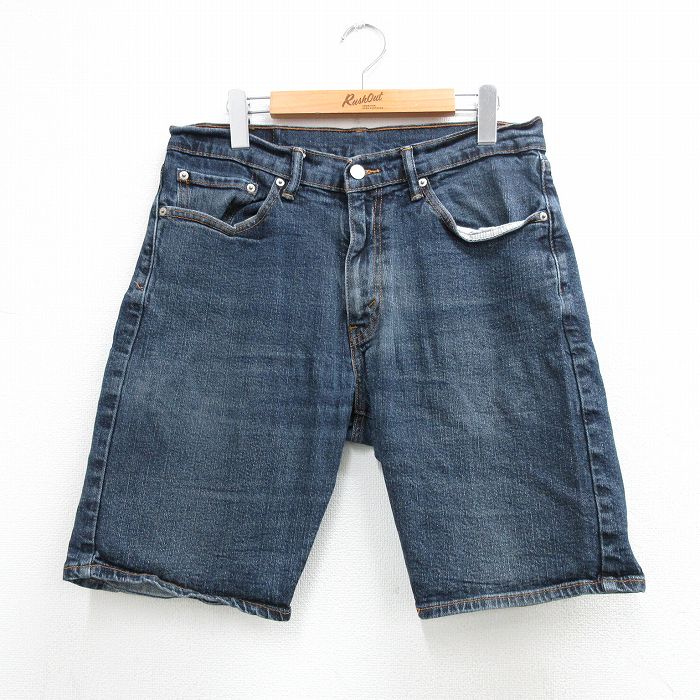 W32★古着 リーバイス Levis 505 ショート パンツ ショーツ メンズ ヒゲ 紺 デニム 26mar26