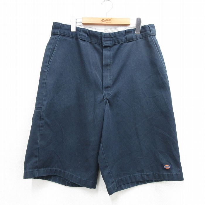 W36★古着 ディッキーズ ワーク ショート パンツ ショーツ メンズ 紺 26mar26