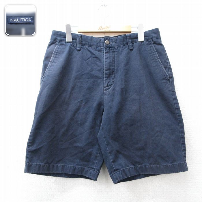 【20%OFF】ノーティカ ショートパンツ ワンポイントロゴ ネイビー 実寸W32 | 古着