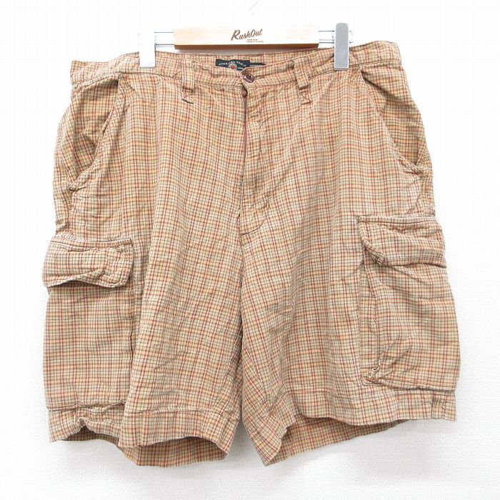 アメリカンイーグル ショートカーゴパンツ ブラウンチェック W36 | 古着