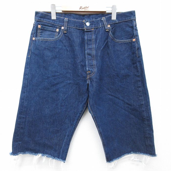 W35★古着 リーバイス Levis 501 ハーフ パンツ ショーツ メンズ コットン 濃紺 デニム 26mar30