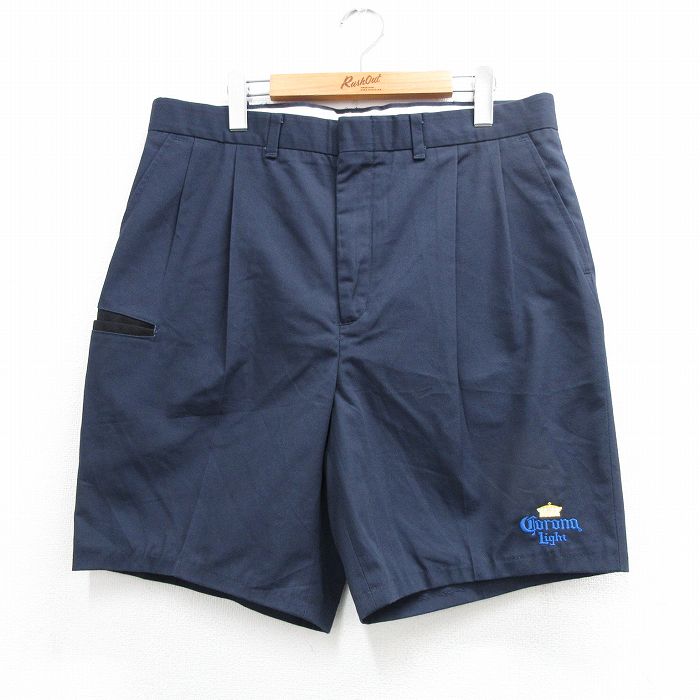 実寸W34 ショートパンツ コロナビール ネイビー | 古着