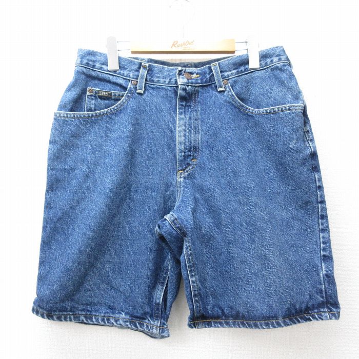 W29★古着 リー Lee ショート パンツ ショーツ メンズ コットン 紺 デニム 26apr14