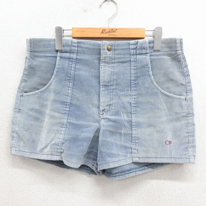 W34★古着 オーシャンパシフィック OP ショート コーデュロイ パンツ ショーツ メンズ 80年代 80s ワンポイントロゴ USA製 グレー 26apr15