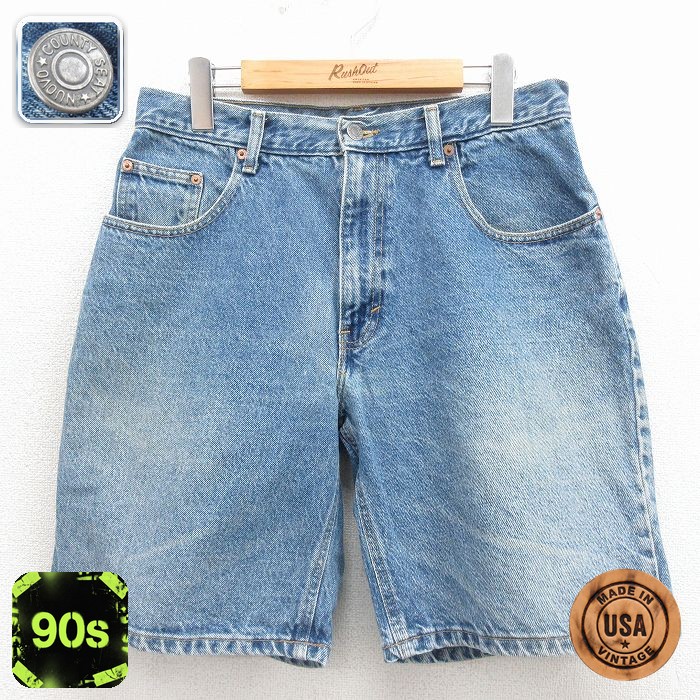 ショート パンツ ショーツ メンズ 90s コットン USA製 紺 デニム 実寸W30 | 古着