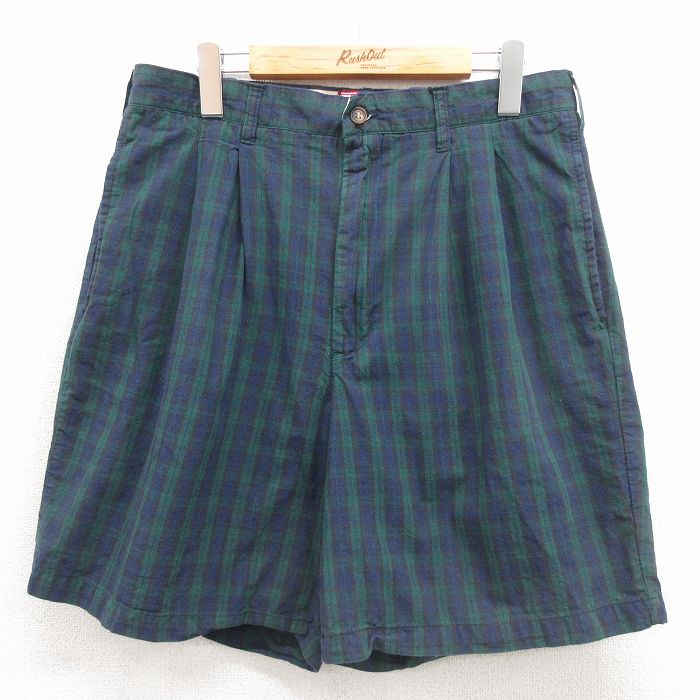 ラルフローレン 90s ショートパンツ タータンチェック グリーン 実寸W31 | 古着