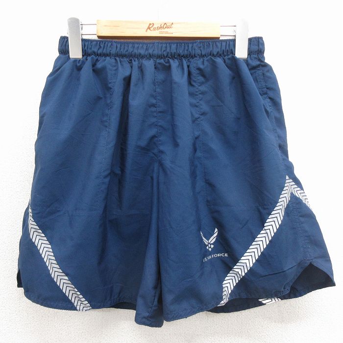W31★古着 ショート ミリタリー トレーニング パンツ ショーツ メンズ USエアフォース リフレクター USA製 紺 26apr15