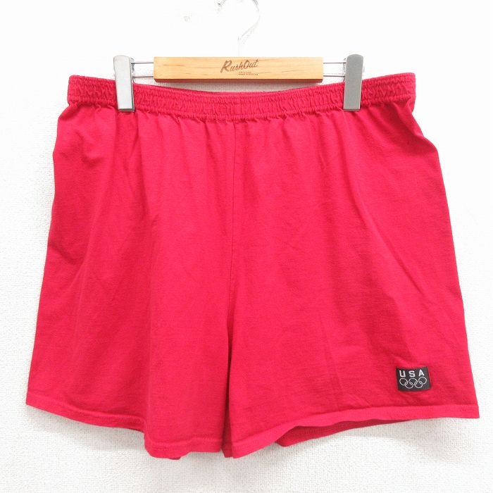 W38★古着 ショート パンツ ショーツ メンズ 90年代 90s USAオリンピック USA製 赤 26apr15