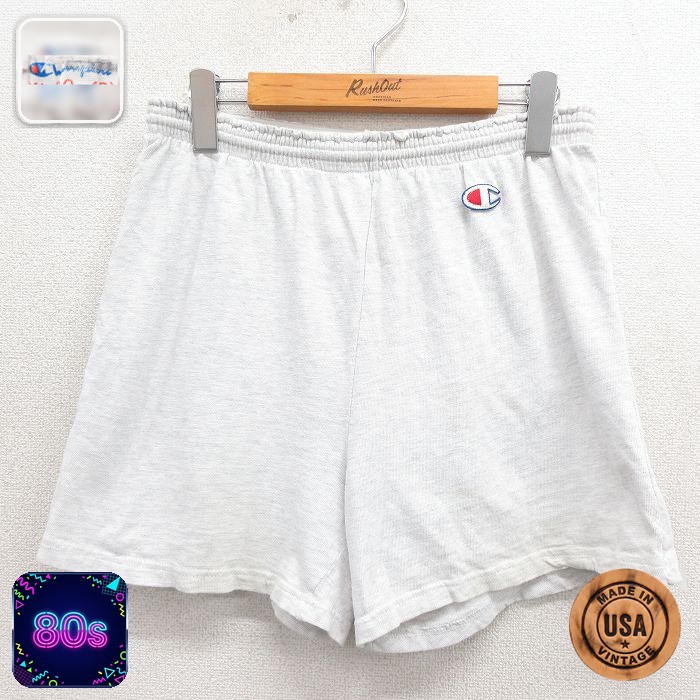 チャンピオン 80s ショートパンツ ワンポイントロゴ グレー 実寸W35 | 古着