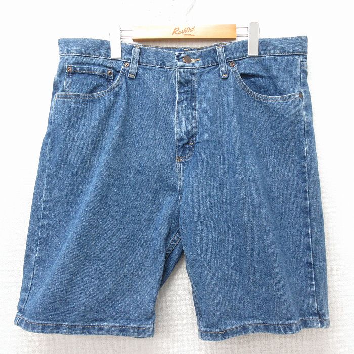 W37★古着 ラングラー ショート パンツ ショーツ メンズ コットン 紺 デニム 26apr23