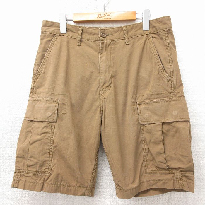 W32★古着 リーバイス Levis ショート カーゴ パンツ ショーツ メンズ リップストップ コットン 茶 26apr23