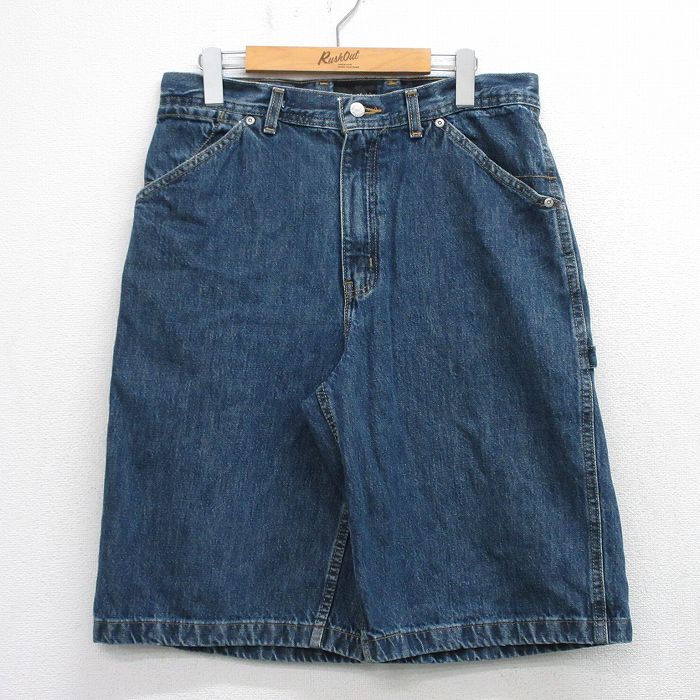 W33★古着 no boundaries ハーフ ペインター パンツ ショーツ メンズ 00年代 00s 濃紺 デニム【spe】 26apr25