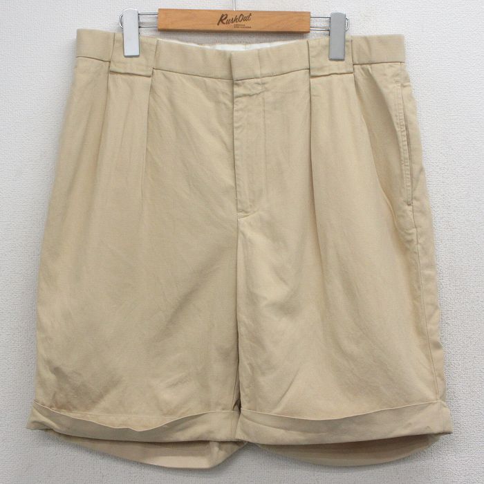 W34★古着 ラルフローレン ポロゴルフ ブランド ショート パンツ ショーツ メンズ 90年代 90s シルク リネン ベージュ【spe】 26apr28
