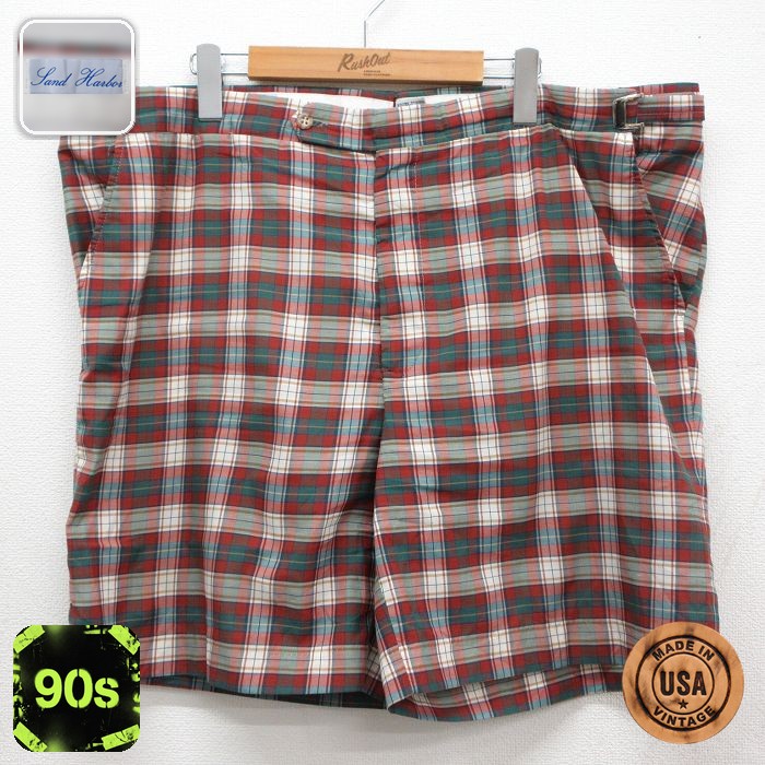 90s ショートパンツ チェック レッド 実寸W42 | 古着