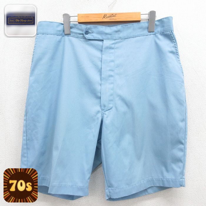 シアーズ 70s ショートパンツ タロン ライトブルー 実寸W38 | 古着
