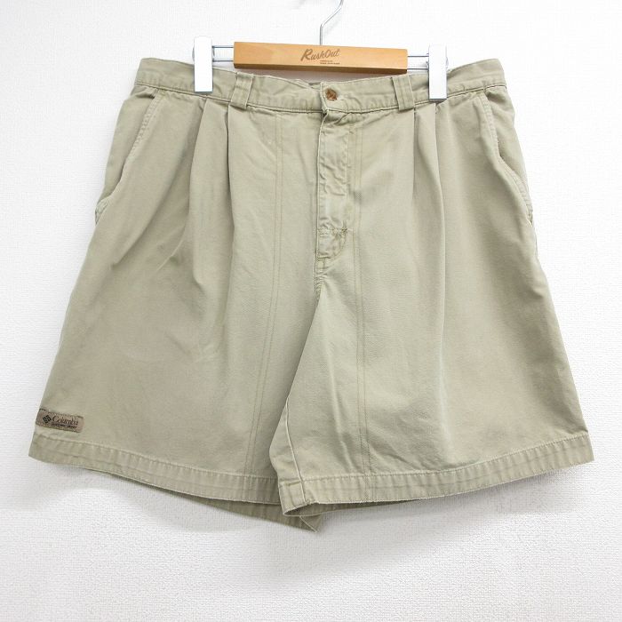 W34★古着 コロンビア ショート パンツ ショーツ メンズ 90年代 90s ベージュ【spe】 26may21