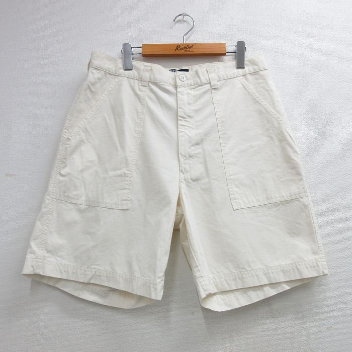 W34★古着 ラルフローレン ショート ブランド ベイカー パンツ ショーツ メンズ 90年代 90s コットン ホワイト【spe】 26may25