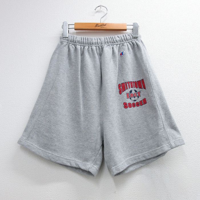 W31★古着 チャンピオン champion リバースウィーブ ショート スウェット パンツ ショーツ メンズ 00年代 00s SMITHTOWN サッカー グレー 霜降り【spe】 26jun03
