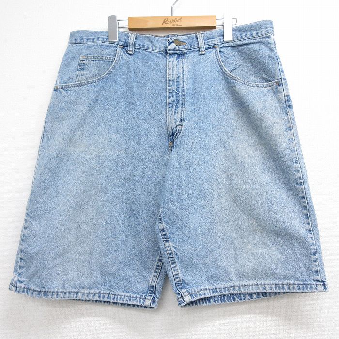 W36★古着 ラングラー ショート パンツ ショーツ メンズ 90年代 90s コットン USA製 ブルー デニム 26jun04