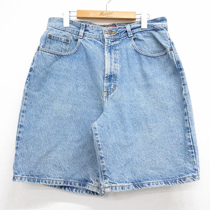 W34★古着 STRUCTURE ショート パンツ ショーツ メンズ 90年代 90s コットン USA製 ブルー デニム 26jun04