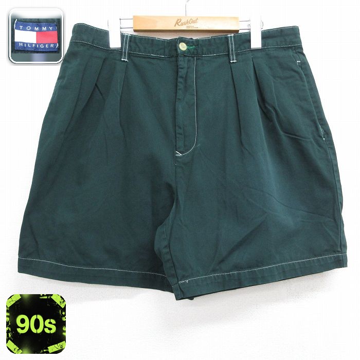 トミーヒルフィガー 90s ショートパンツ グリーン 実寸W36 | 古着
