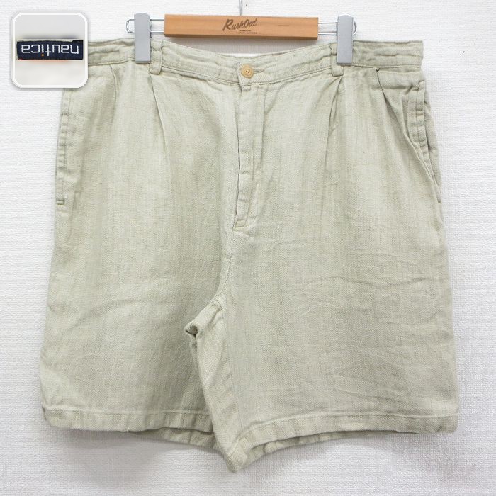 【20%OFF】ノーティカ 90s ショートパンツ ヘリンボーン ベージュ 実寸W38 | 古着