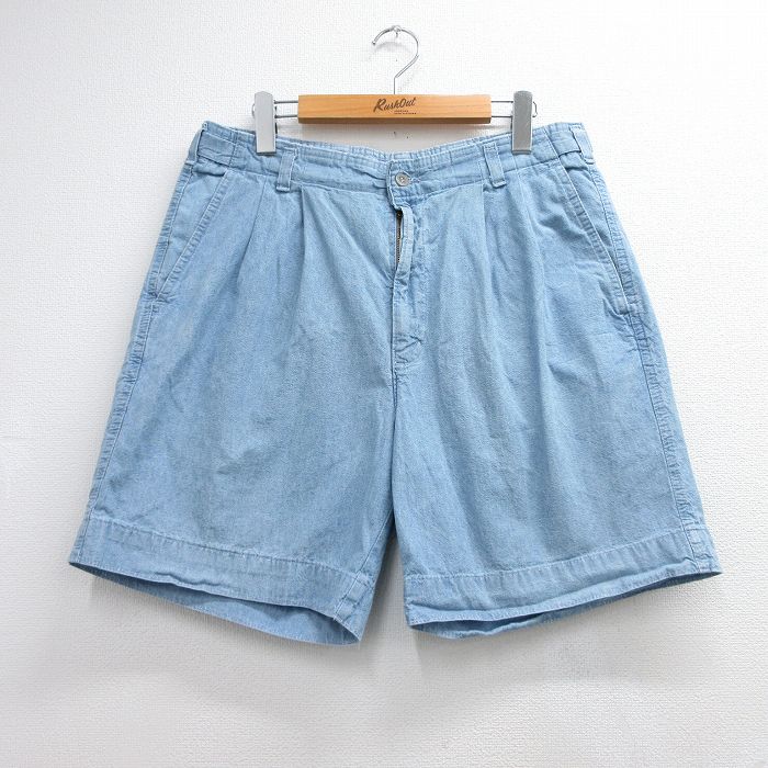 ドッカーズ 90s ショートパンツ シャンブレー ライトブルー 実寸W33 | 古着