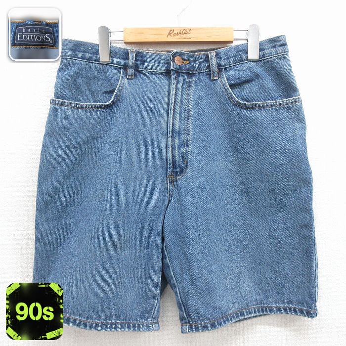 ベーシックエディションズ 90s ショートパンツ ネイビーデニム 実寸W32 | 古着