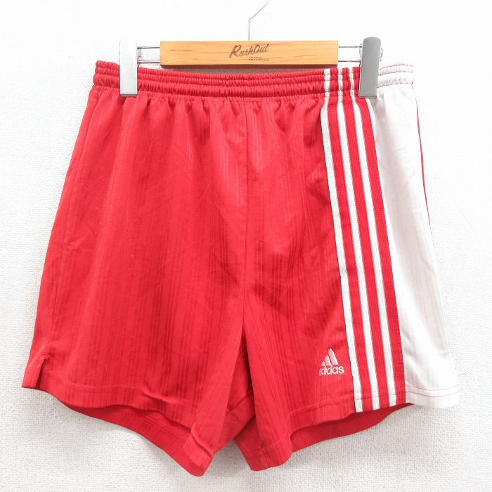 アディダス 90s ショートパンツ ワンポイントロゴ レッド 実寸W33 | 古着