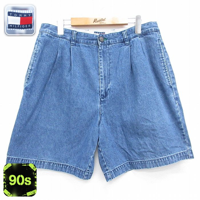 トミーヒルフィガー 90s ショートパンツ ネイビーデニム 実寸W32 | 古着
