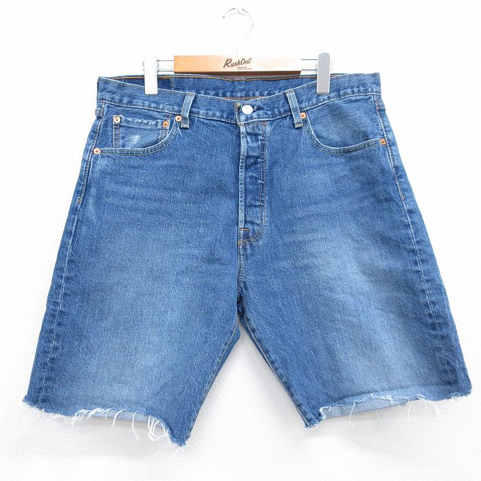 リーバイス501 ショートパンツ ヒゲ ネイビー 実寸W34 | 古着