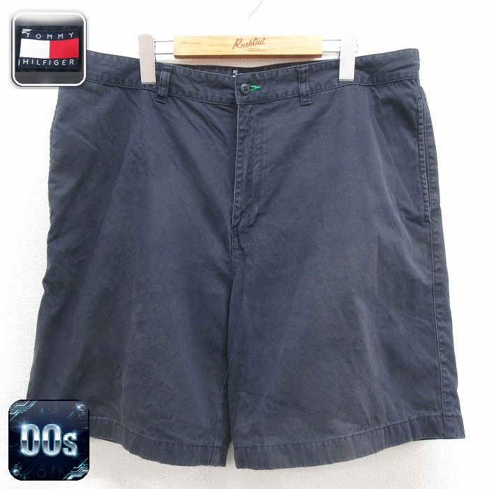 トミーヒルフィガー 00s ショートパンツ ワンポイントロゴ ネイビー 実寸W38 | 古着