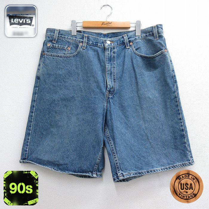 W38古着 リーバイス Levis 550 ショート パンツ ショーツ メンズ 90年代 90s コットン USA製 ネイビー デニム【spe】 26jun23
