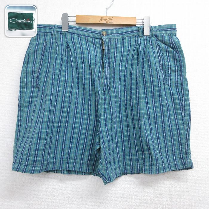 カタリナ ショートパンツ チェック グリーン メンズW38相当 | 古着