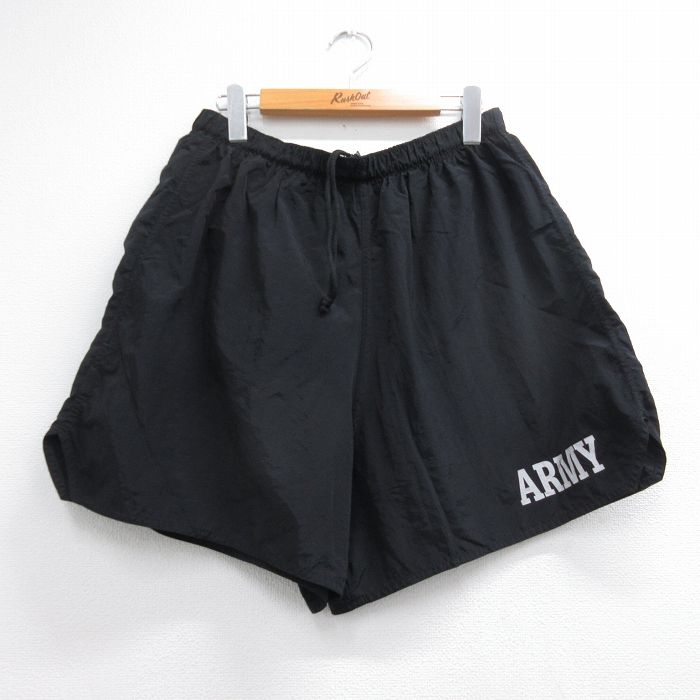 00s ショートミリタリートレーニングパンツ ARMY ブラック 実寸W35 | 古着