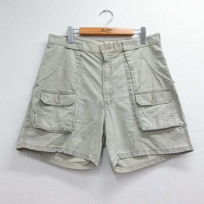 W34★古着 セントジョンズベイ ショート ブッシュ パンツ メンズ 90年代 90s コットン ベージュ【spe】 26jun24