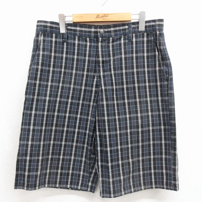 ディッキーズ ショートパンツ チェック ブラック 実寸W34 | 古着