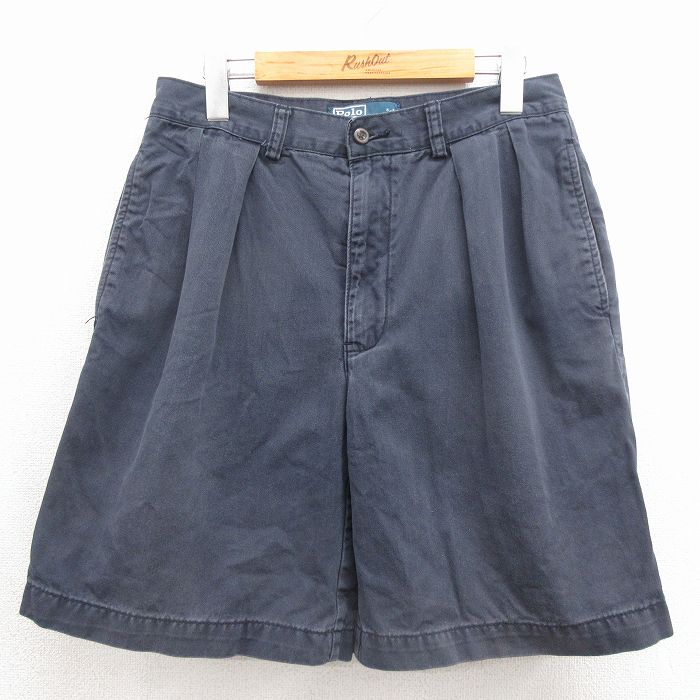 ラルフローレン 90s ショートチノパンツ TYLER ネイビー 実寸W29 | 古着