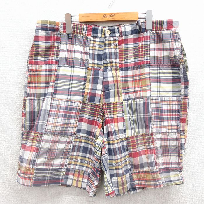 ノーティカ ショートパンツ パッチワーク ネイビーチェック 実寸W37 | 古着