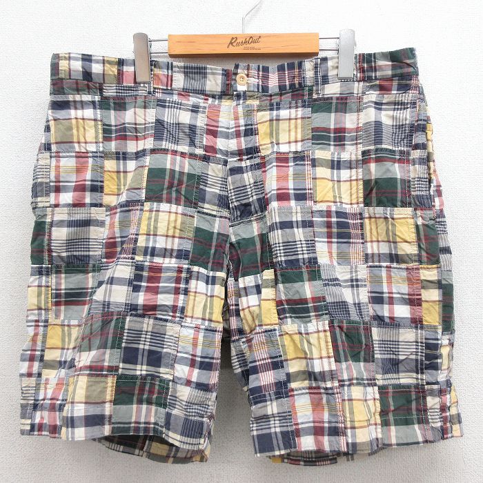 ノーティカ ショートパンツ パッチワーク ネイビーチェック 実寸W38 | 古着